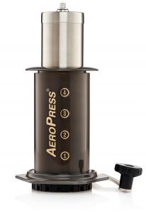 JavaPresse Manual Coffee Grinder inside an AeroPress